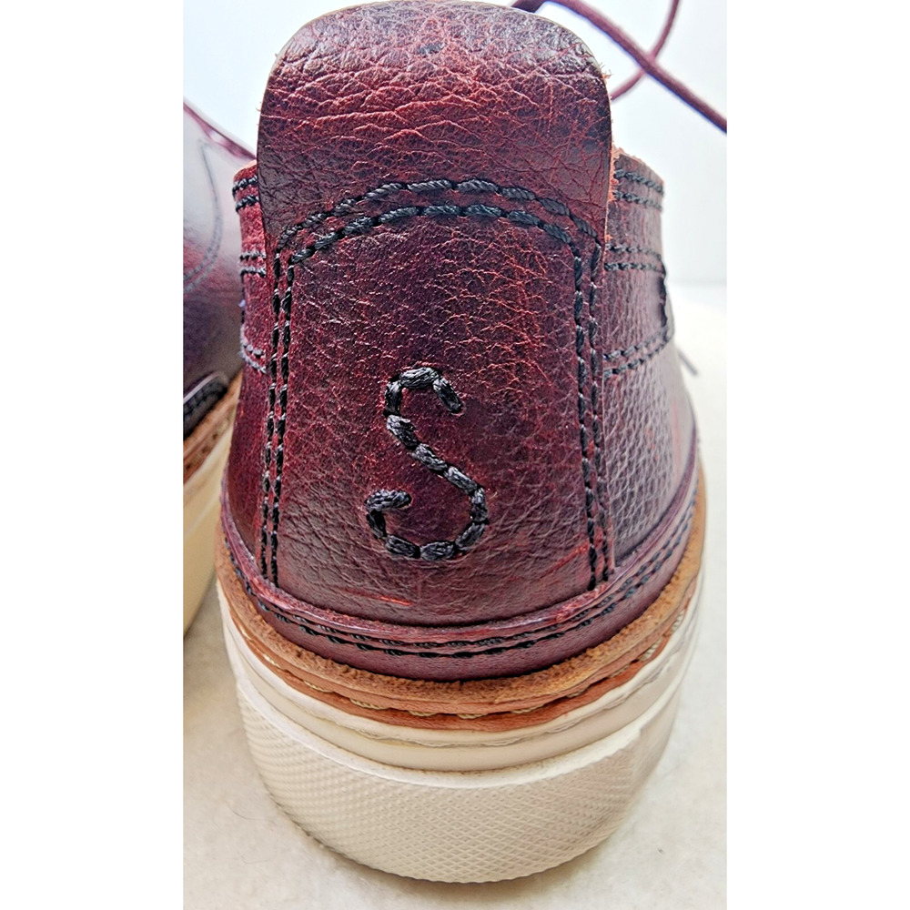 Oliver Sweeney Lopes Distressed Burgundy Leather Lace-Up Casual Sneaker US 9 - Picture 7 of 13